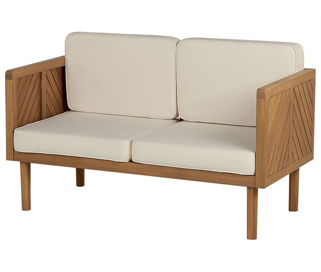 Beliani Conjunto lounge Madeira de acácia BARATTI Creme