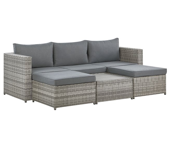 Beliani Conjunto lounge SABBIA Cinza Claro