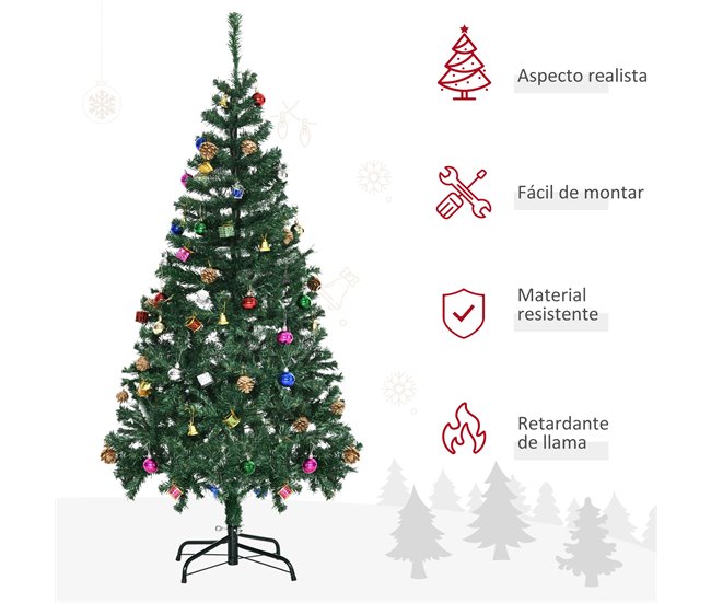 Árvore de Natal Artificial PVC e Metal HOMCOM, casa - natal Verde