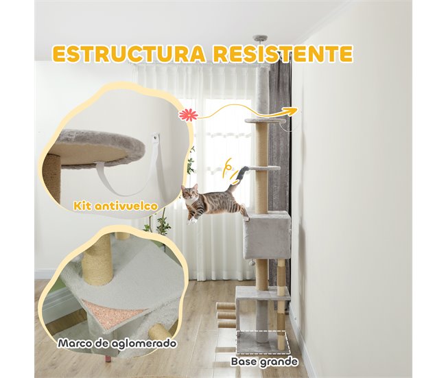 Arranhador para Gatos Aglomerado, Pelúcia e Juta PawHut Cinza