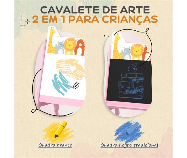 Cavalete para Crianças MDF e TNT AIYAPLAY Rosa