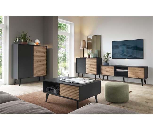 APARADOR WILLOW 104 Preto/ Creme