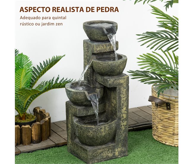 Fonte de Água em Cascata Resina Outsunny Multicor
