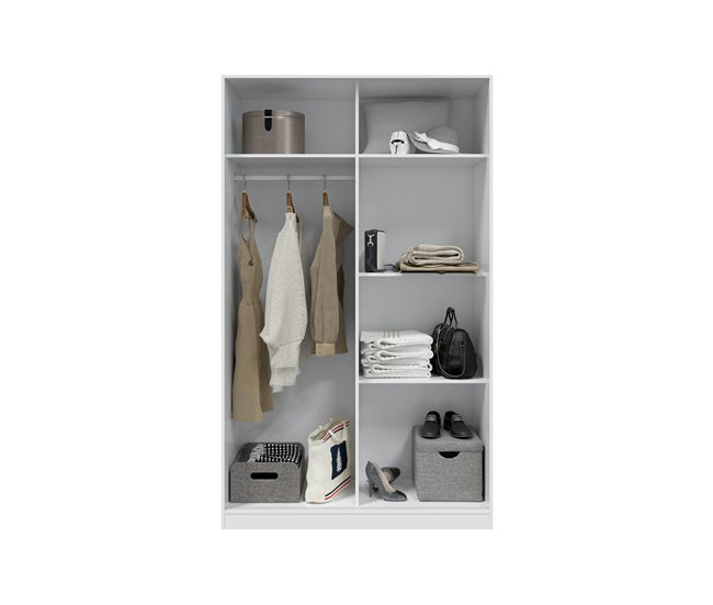 Roupeiro TREVI portas deslizantes 120x200cm branco Branco Brillo
