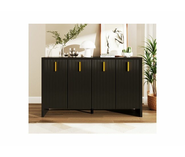 Aparador moderno e minimalista com 4 portas Preto