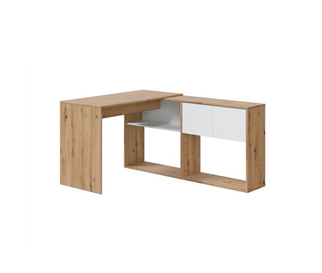 Secretária dupla com prateleiras Carvalho Cinza