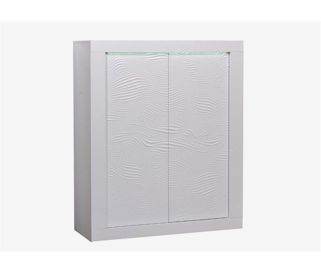 Aparador alto DUNE 2 portas com led branco brilhante Branco Brillo