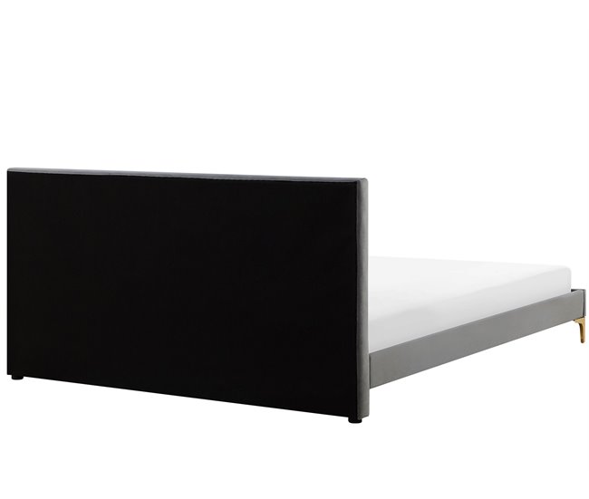 Beliani Cama com estrado Veludo LIMOUX 187x213 Azul Marino
