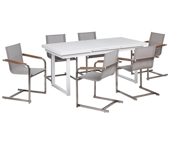 Beliani Conjunto de refeição VALCANETTO/COSOLETO Branco/ Bege