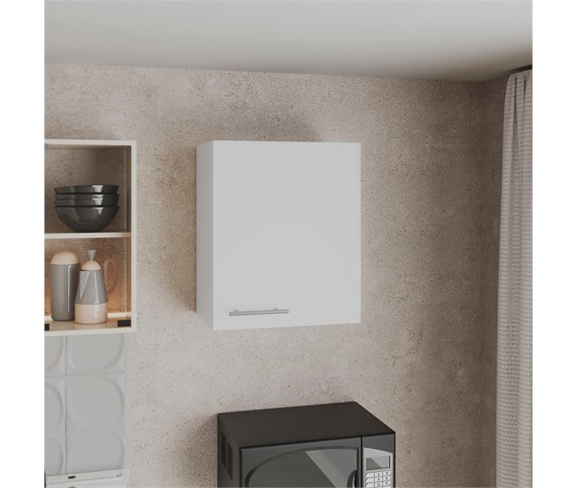 Armário Manchester em melamina com 2 prateleiras e 1 porta 50 Branco