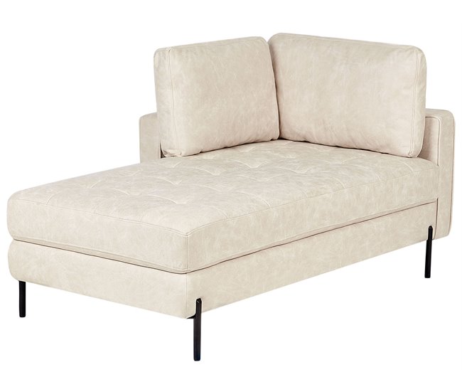 Beliani Chaise longue à direita Pele sintética REBAIS Bege