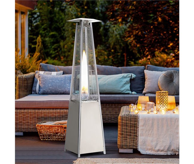 Aquecedor a Gás para Exterior Aço Inoxidável Outsunny Prata