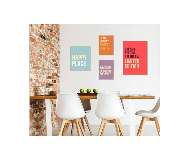 Pintura arte deco HAPPY PLACE 50x40cm marca MARCOMUEBLE  Turquesa