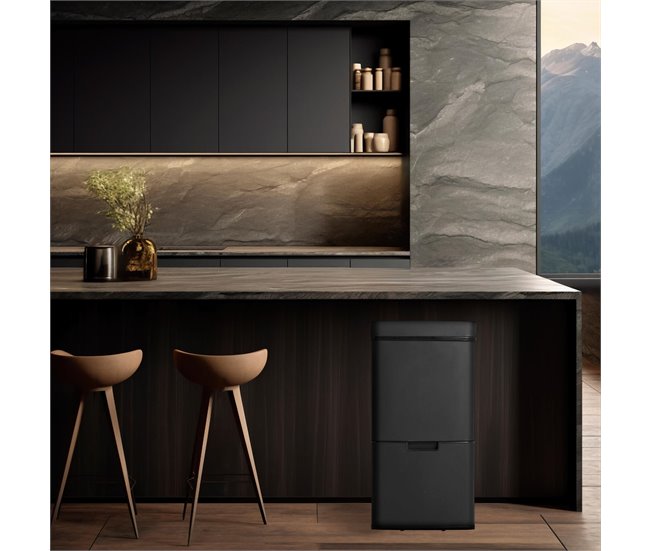 WELL HOME Lixeira com 2 Compartimentos Preto