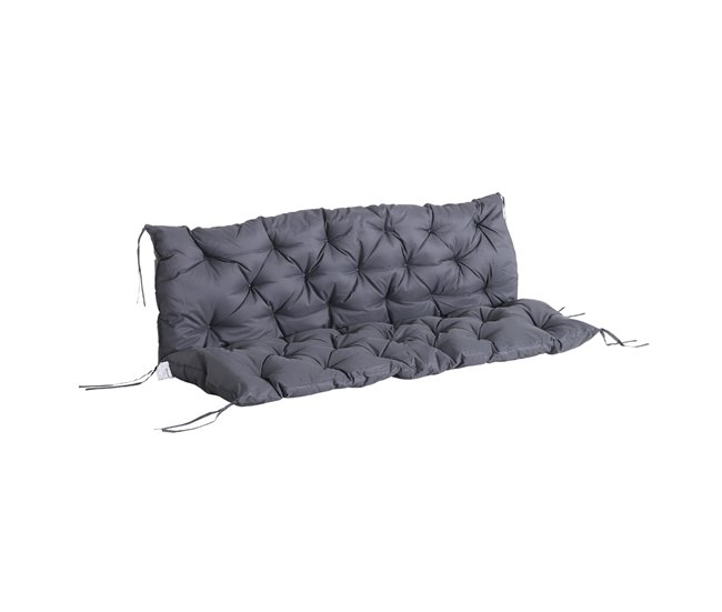 Almofada para Banco com Encosto Poliéster e Algodão Outsunny 150x98 Cinza