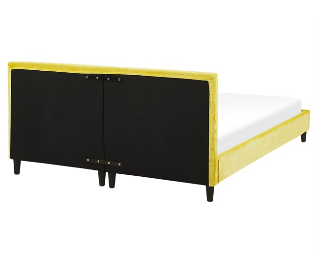 Beliani Cama com estrado Veludo FITOU 190x214 Amarelo