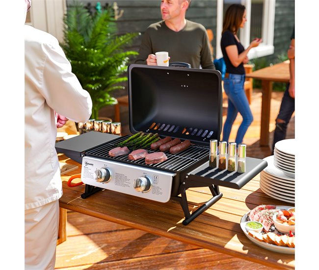 Barbecue a Gás Aço e ABS Outsunny Preto