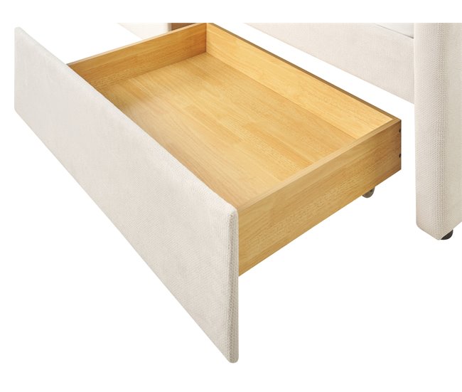 Beliani Cama com armazenamento Poliéster VITTEL 214x98 Bege