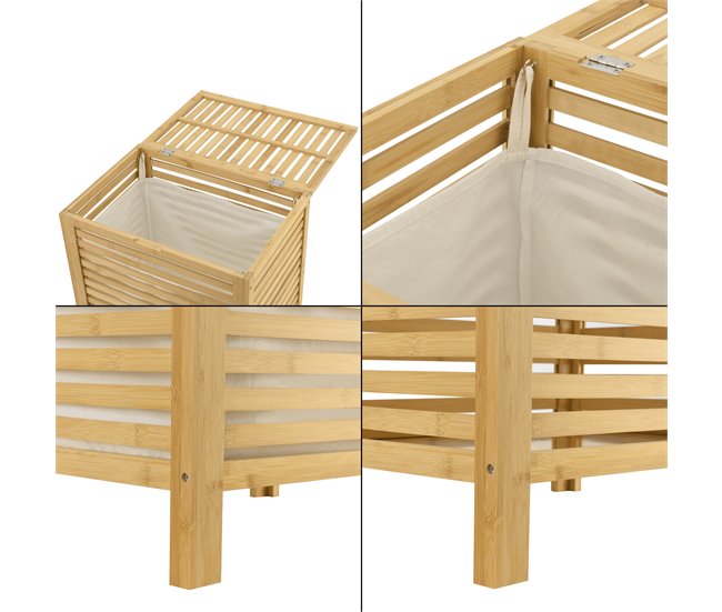 Cesto para roupa suja em bambu Skövde max 65 litros Natural