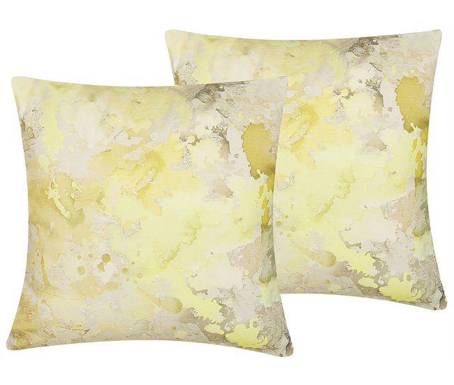 Beliani Almofada decorativa PACHIRA Amarelo
