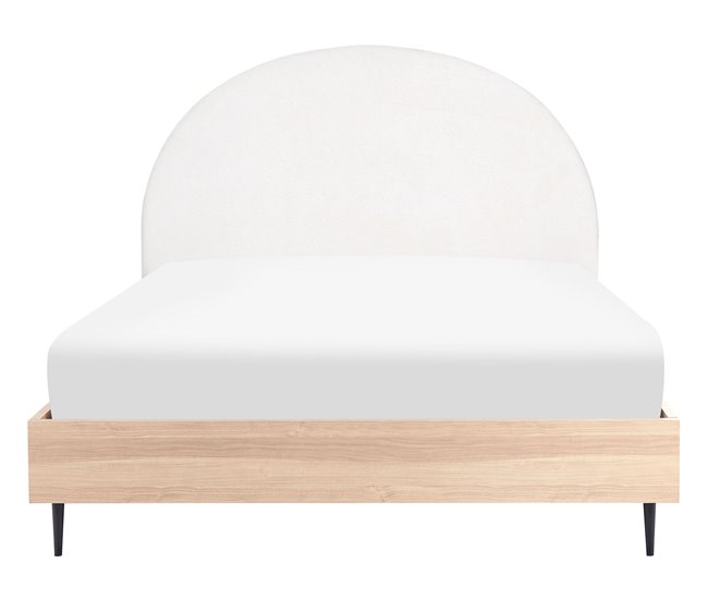 Beliani Cama com estrado Poliéster MILLAY 176x211 Branco/ Bege