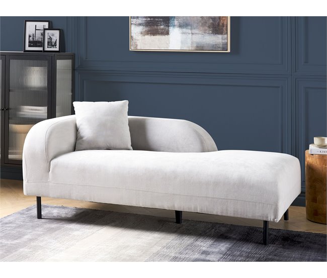 Beliani Chaise longue à esquerda Poliéster LE CRAU Cinza Claro
