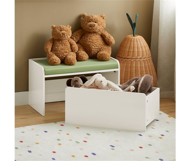 Banco organizador de brinquedos para crianças SoBuy KMB80-W Branco
