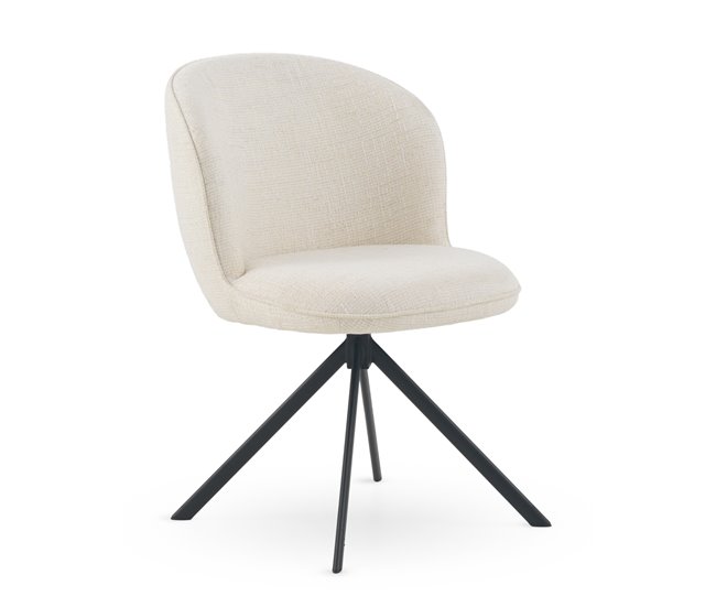 Pacote com 4 cadeiras estofadas em tweed Branco