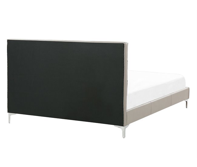Beliani Cama com estrado Veludo AMBERT 148x212 Cinza