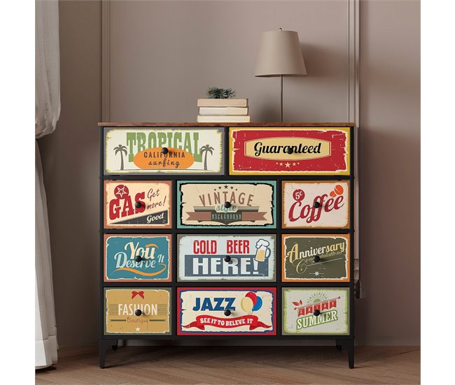 Max Home Vintage Cómoda de 11 gavetas em tecido Multicor