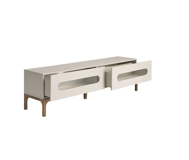 Mesa de TV em madeira de nogueira e cinzento com iluminação interior Cinza