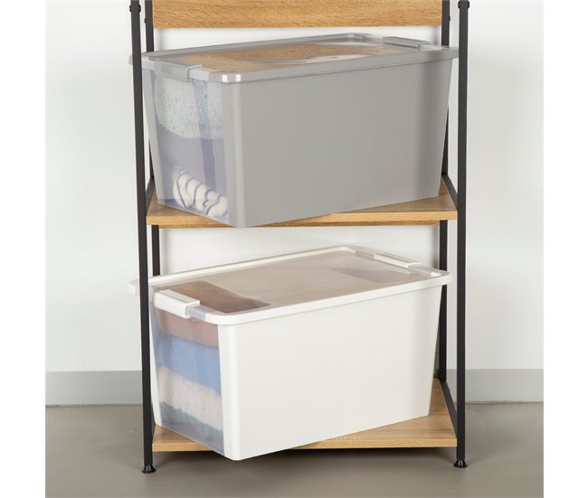 Curver Caixa de arrumação com tampa Bi-Box 40L Branco