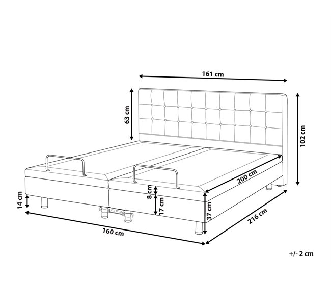 Beliani Cama com estrado Poliéster DUKE 161x216 Cinza Escuro
