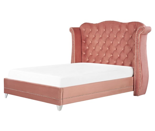 Beliani Cama Veludo AYETTE 205x215 Cinza