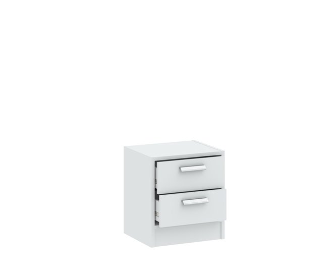Mesa de cabeceira 2 gavetas cor branca LEADER  Branco