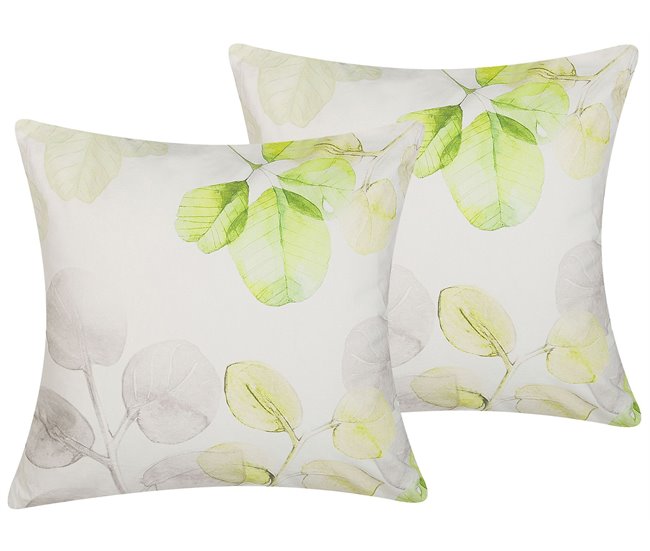 Beliani Almofada decorativa PEPEROMIA Branco