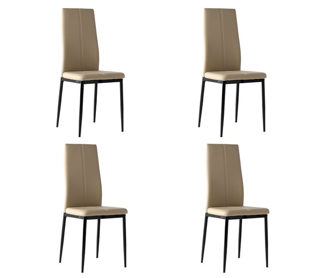 Pacote de 4 cadeiras de jantar modernas Brea em couro sintético Bege