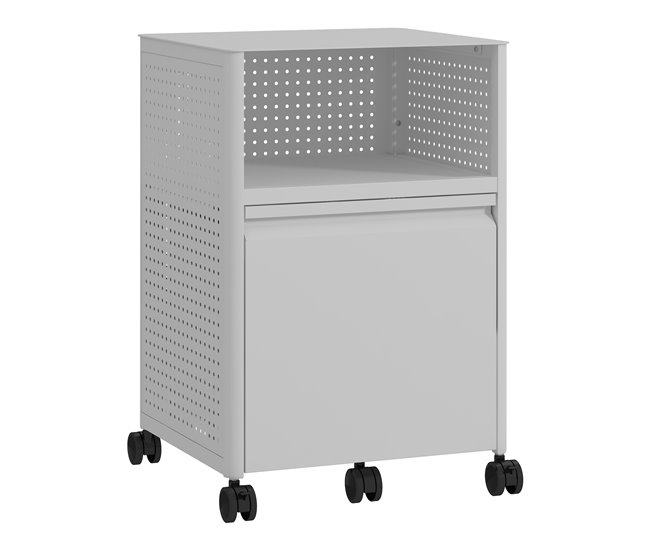 Armário de arquivo com rodízios Velvevn 1 gaveta aço [en.casa] Branco