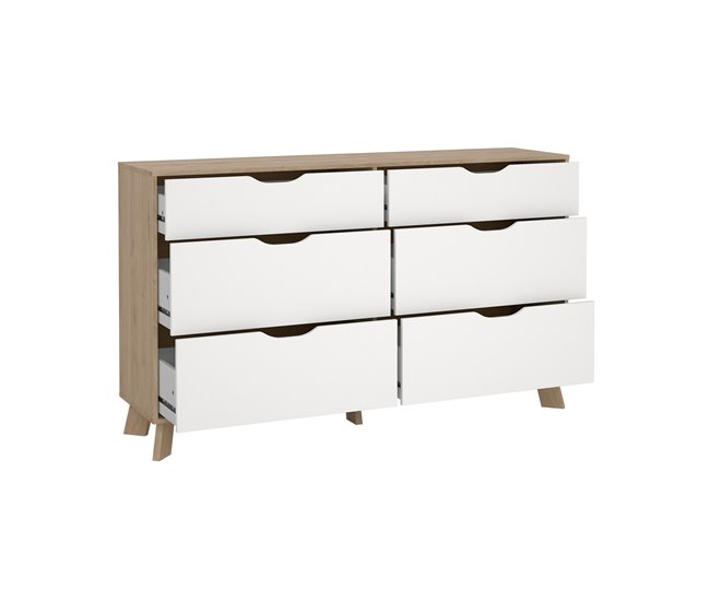 Cómoda dupla IKAST 6 gavetas cor branca Branco