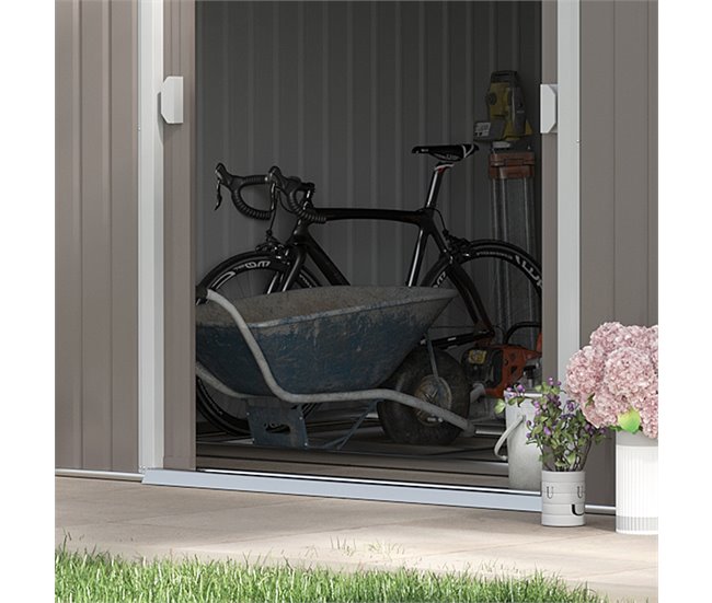 Abrigo e Jardim Metálico Aço galvanizado e PP Outsunny 386 Cinza Claro