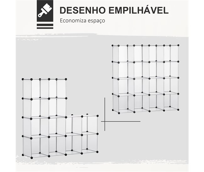 Armário Modular PP, aço HOMCOM, casa - móveis de armazenamento Transparente
