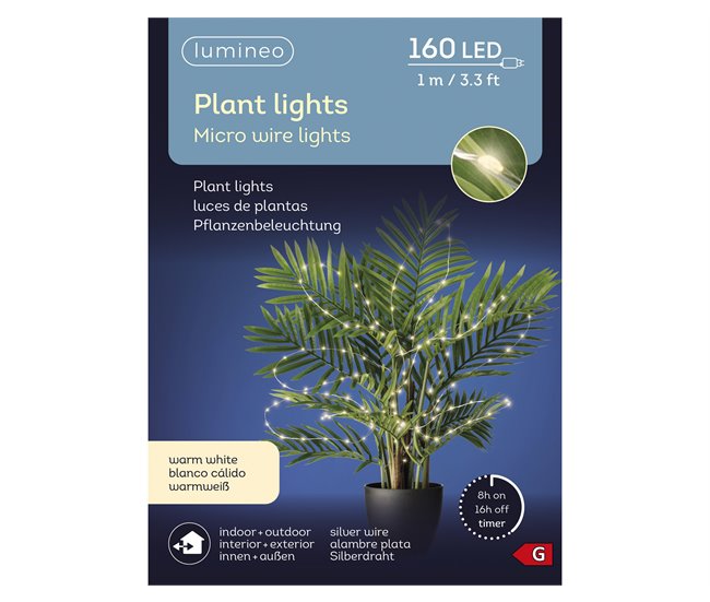 FLOWER micro LED luzes para plantas 100cm Branco/ Plateado