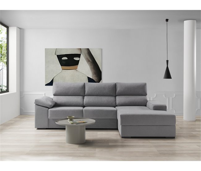 Chaise longue dereita com arrumação RUBIK Cinza