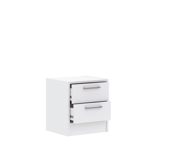 Mesa de cabeceira 2 gavetas cor branca LEADER  Branco