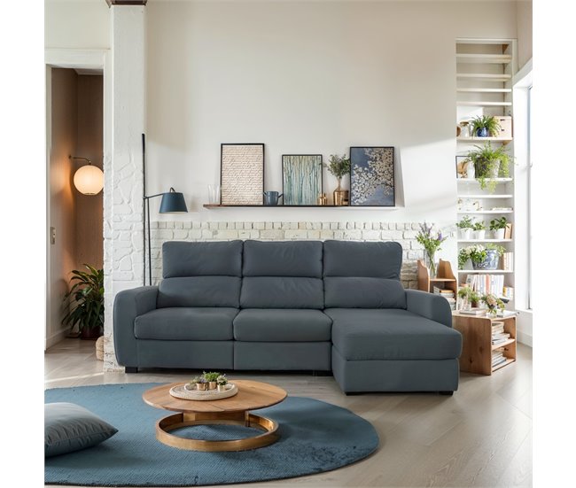 Chaise longue convertível em cama tecido APRIL Cinza