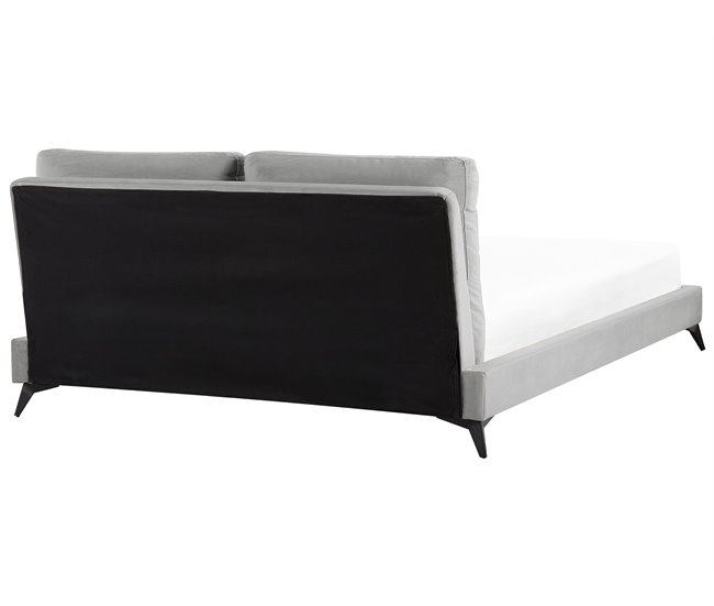 Beliani Cama com estrado Veludo MELLE 176x233 Cinza