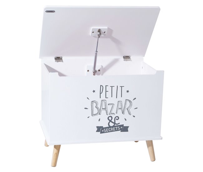 Baú Infantil Estampado com 1 Gaveta e Pernas Branco