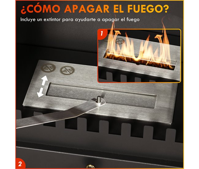 Lareira de Bioetanol Aço e Aço Inoxidável HOMCOM Preto