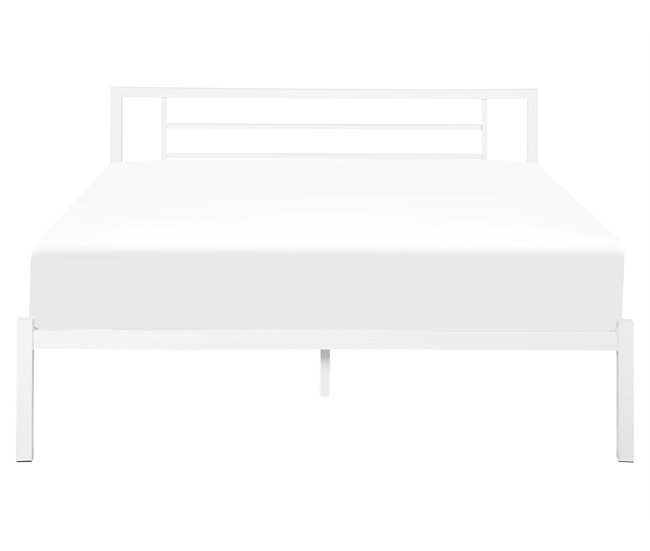 Beliani Cama com estrado Metal CUSSET 167x209 Branco