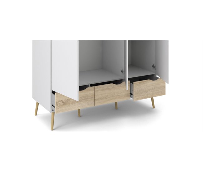 Roupeiro DELTA portas batentes e 3 gavetas 147x200cm branco Branco